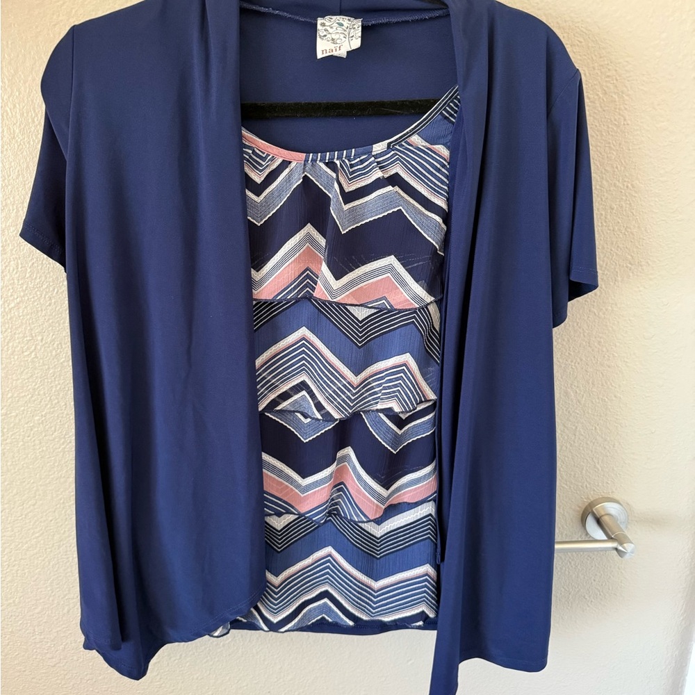 NAIF Blue and Pink Patterned Women's Blouse